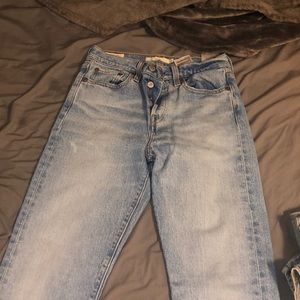 Straight leg light wash levis